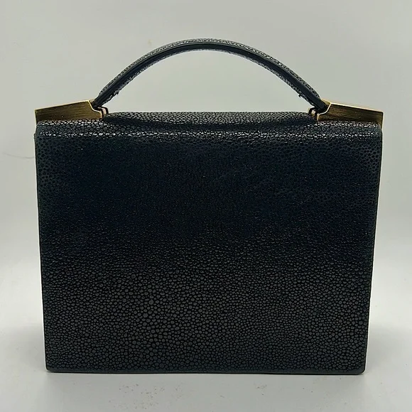 Brian Atwood Gorgeous Vintage Black Leather Evening Clutch Purse Bag ❤️❤️ - Picture 2 of 11